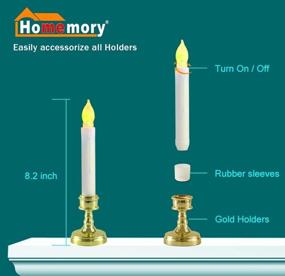 img 1 attached to 🕯️ Homemory Flameless Taper Candles with Remote Control - LED Battery Operated Window Candles, Flickering Warm Yellow Light, Ideal for Home Fireplace Christmas or Halloween Decorations