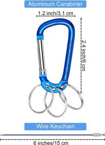 img 3 attached to 🔗 12-Piece Aluminum Clip Hooks with Spring Snap Hook Rings, D-Ring Shape Buckles, Keyrings, and 6 Stainless Steel Wire Keychains - Ideal for Outdoor Activities