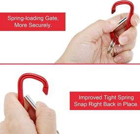 img 1 attached to 🔗 12-Piece Aluminum Clip Hooks with Spring Snap Hook Rings, D-Ring Shape Buckles, Keyrings, and 6 Stainless Steel Wire Keychains - Ideal for Outdoor Activities