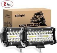 🌊 nilight 18022c-b 6.5 inch waterproof led work light bar - 2pcs 120w spot & flood combo, triple rows off-road truck car atv suv jeep cabin boat - 2 years warranty logo