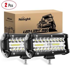 img 4 attached to 🌊 Nilight 18022C-B 6.5 Inch Waterproof LED Work Light Bar - 2PCS 120W Spot & Flood Combo, Triple Rows Off-Road Truck Car ATV SUV Jeep Cabin Boat - 2 Years Warranty