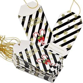 img 4 attached to 🎁 Set of 50 Christmas Card Gift Holder Tags with Attached Ribbon Tie Strings in Gold Foil Holiday Design - Perfect for Writing To and From Names - Ideal for Gift Bag, Present, and Package Wrapping by Gift Boutique