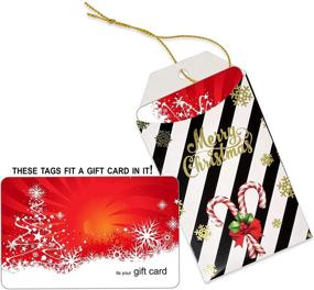 img 3 attached to 🎁 Set of 50 Christmas Card Gift Holder Tags with Attached Ribbon Tie Strings in Gold Foil Holiday Design - Perfect for Writing To and From Names - Ideal for Gift Bag, Present, and Package Wrapping by Gift Boutique
