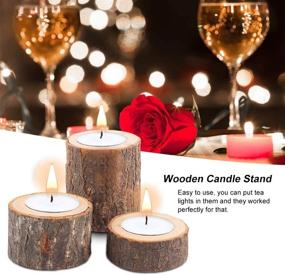 img 2 attached to 🕯️ Yikko Wooden Tea Light Candle Holders: Customizable Votive Tealight Centerpieces for Weddings, Parties & Home Decor - Set of 3