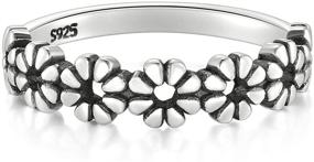 img 2 attached to BoRuo 925 Sterling Silver Daisy Flower Hawaiian Wedding Band Ring - High Polished and Tarnish Resistant with Comfort Fit