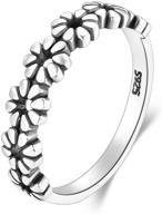 boruo 925 sterling silver daisy flower hawaiian wedding band ring - high polished and tarnish resistant with comfort fit logo