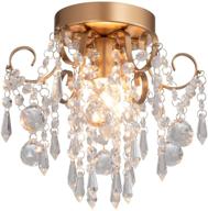 💎 mini chandelier crystal ceiling light, small flush mount chandelier for entryway bedroom barthroom hallway - gold light fixture логотип