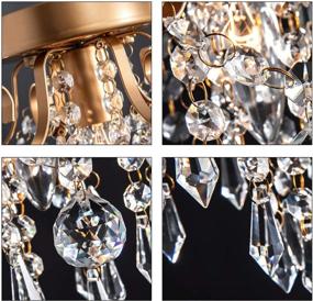 img 2 attached to 💎 Mini Chandelier Crystal Ceiling Light, Small Flush Mount Chandelier for Entryway Bedroom Barthroom Hallway - Gold Light Fixture