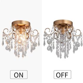 img 3 attached to 💎 Mini Chandelier Crystal Ceiling Light, Small Flush Mount Chandelier for Entryway Bedroom Barthroom Hallway - Gold Light Fixture