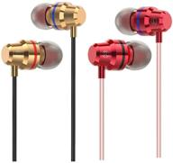 🎧 2 pack wired earbuds with microphone and volume control - noise isolating bass earphones headphones logo