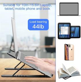 img 3 attached to 📱 Laptop Stand, Adjustable Height Foldable Stand for 10-15.6 Inch Laptops and Tablets, 6-Levels Ergonomic and Portable Stand for Home & Office Use