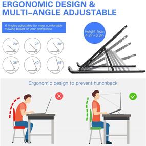 img 2 attached to 📱 Laptop Stand, Adjustable Height Foldable Stand for 10-15.6 Inch Laptops and Tablets, 6-Levels Ergonomic and Portable Stand for Home & Office Use