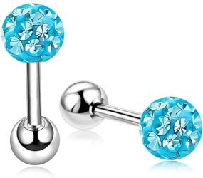 img 2 attached to ZHYAOR 20G Earring Set for Women and 💎 Girls with Sensitive Ears, Screw-back Tragus and Cartilage Jewelry