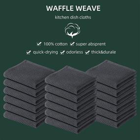 img 3 attached to 🧺 Premium 100% Cotton Waffle Weave Kitchen Dish Towels - Ultra Soft & Absorbent - Quick Drying Dish Cloths - 14x14 Inches - Beautifully Gift-Wrapped - Wash Cloths Dark Grey
