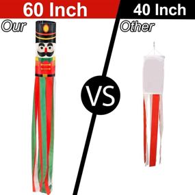img 1 attached to 🎄 Pair of TURNMEON 60 Inch Nutcracker Windsock Flags - Vibrant Christmas Hanging Decorations for Outdoor Indoor Front Door, Yard, Porch, Patio, Tree, Lawn, and Garden Party Decor