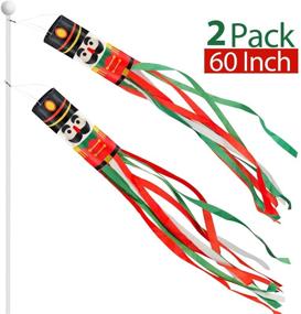 img 3 attached to 🎄 Pair of TURNMEON 60 Inch Nutcracker Windsock Flags - Vibrant Christmas Hanging Decorations for Outdoor Indoor Front Door, Yard, Porch, Patio, Tree, Lawn, and Garden Party Decor