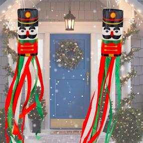 img 4 attached to 🎄 Pair of TURNMEON 60 Inch Nutcracker Windsock Flags - Vibrant Christmas Hanging Decorations for Outdoor Indoor Front Door, Yard, Porch, Patio, Tree, Lawn, and Garden Party Decor