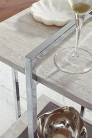 img 1 attached to 🪑 Enhance Your Space with the Signature Design by Ashley Bodalli Contemporary Chairside End Table, Featuring Faux Marble