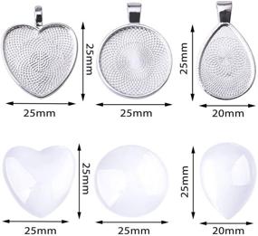 img 2 attached to 💎 Pengxiaomei Set of 36 Rhinestone Bezel Pendant Trays with Glass Cabochon - Silver Round/Heart/Teardrop Bezel Tray with Clear Dome Tiles for DIY Valentine's Day Photo Pendant Making