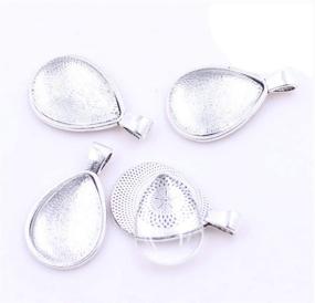 img 1 attached to 💎 Pengxiaomei Set of 36 Rhinestone Bezel Pendant Trays with Glass Cabochon - Silver Round/Heart/Teardrop Bezel Tray with Clear Dome Tiles for DIY Valentine's Day Photo Pendant Making
