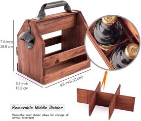 img 1 attached to 🍺 Mealivos 6-Pack Beer Carrier- Wooden Bottle Caddy with Convenient Metal Bottle Opener