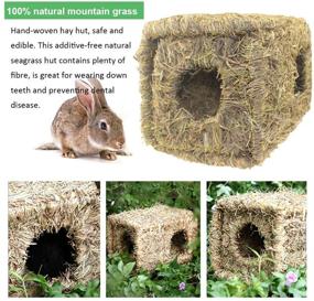 img 2 attached to 2-Pack Handwoven Seagrass Mat Bed for Rabbits - Natural Grass House with Foldable Hut Toy for Bunny, Guinea Pig, Chinchilla, and Small Animals