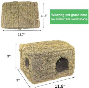 img 3 attached to 2-Pack Handwoven Seagrass Mat Bed for Rabbits - Natural Grass House with Foldable Hut Toy for Bunny, Guinea Pig, Chinchilla, and Small Animals