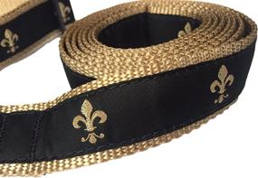 img 1 attached to 🐾 Stylish Black and Gold Fleur De Lis Dog Collar and Leash Set with Gold Nylon Webbing - Preston