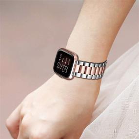 img 3 attached to Браслет Fintie Metal Band для Fitbit Versa - премиум браслет из нержавеющей стали для замены