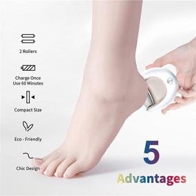img 2 attached to 🦶 Rechargeable Compact Electric Callus Remover for Feet - Professional Pedi Feet Care Kit with 2 Rollers, Electronic Foot File Sander ideal for Cracked Heels and Hard Dead Dry Skin