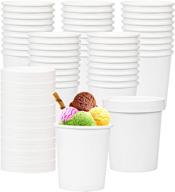 🍨 hedume 60 pack 16 oz paper ice cream cups with lids, frozen dessert containers for hot and cold food, soup, dessert, yogurt, sauce logo