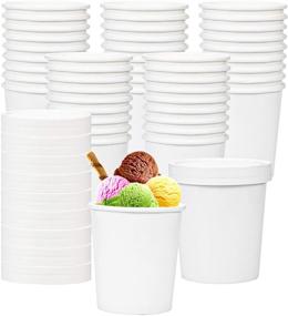 img 4 attached to 🍨 Hedume 60 Pack 16 oz Paper Ice Cream Cups with Lids, Frozen Dessert Containers for Hot and Cold Food, Soup, Dessert, Yogurt, Sauce