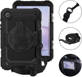 img 1 attached to 📱 Lapogy Case for Samsung Galaxy Tab A 8.4 2020 - Built-in Screen Protector, Kickstand, Hand Strap - Black