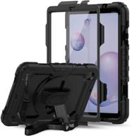 📱 lapogy case for samsung galaxy tab a 8.4 2020 - built-in screen protector, kickstand, hand strap - black logo