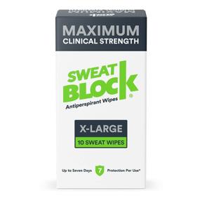 img 4 attached to 🌡️ SweatBlock Extra Large Maximum Strength Antiperspirant Wipes - 7-Day Protection Per Use - 10 Count, Unisex - Ideal for Excessive Sweat Protection