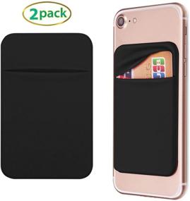 img 3 attached to 📱 OBVIS Cell Phone Pocket Self Adhesive Card Holder Stick On Wallet Sleeve with 3M Adhesive - RFID Card ID Credit Card ATM Card Holder for iPhone Android - 2 Pack (Black)