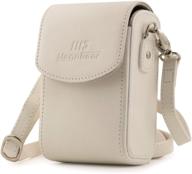 megagear mg1504 white leather camera case with strap for canon powershot sx740 hs and sx730 hs logo