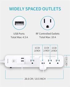 img 2 attached to ЦАНТЕК Пульт дистанционного управления сетевым удлинителем: 3 порта USB, 3 розетки с RF-управлением, кабель 5 футов – белого цвета, 10A/1250W для бытовых и офисных приборов