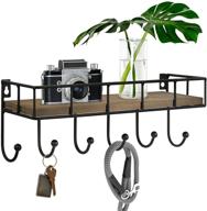 📬 stylish wall-mounted mail and key holder with decorative shelf and hooks for home organization логотип