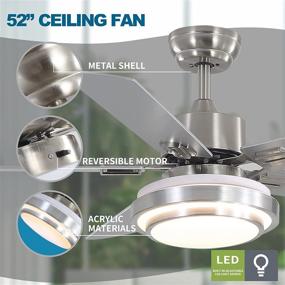 img 2 attached to 🔝 Efficient and Stylish Warmiplanet 52 Inch Ceiling Fan with Lights Remote Control in Brushed Nickel Finish (5-Blades)