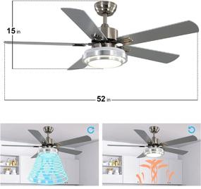 img 3 attached to 🔝 Efficient and Stylish Warmiplanet 52 Inch Ceiling Fan with Lights Remote Control in Brushed Nickel Finish (5-Blades)