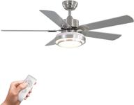 🔝 efficient and stylish warmiplanet 52 inch ceiling fan with lights remote control in brushed nickel finish (5-blades) логотип