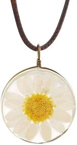 img 4 attached to 🌼 CHOORO Daisy Flower Necklace: Handmade Real Dried Flower Jewelry for Nature Lovers & Mori Girls