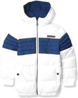 одежда и куртки perry ellis little colorblock puffer для мальчиков логотип