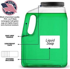 img 3 attached to 🏺 Wide Mouth Gallon Jugs with Labels (2 Pack) by Stock Your Home - 128 Ounce Rectangular Oblong Clear Plastic Containers with Handle for Commercial or Restaurant Use