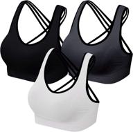 lataly 3-pack sports bras for women - running and yoga wire-free plus size activewear clothing... logo