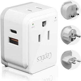 img 4 attached to 🌍 Ceptics European Plug Travel Adapter Set with Safe Dual USB & USB-C – Compact & Powerful for Germany, France, Italy, UK – Includes Type E/F, Type C, Type G SWadAPt Attachments