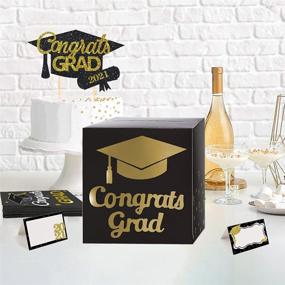 img 3 attached to Foldable Cardboard Graduation Card Box Holder - Black Decorations for Graduation Party Decoration and Grad Parties