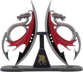 img 1 attached to 🐉 11-inch Wuu Jau H-548 Dual Fantasy Dragon Dagger with Wooden Stand - Enhanced SEO-optimized Product Title