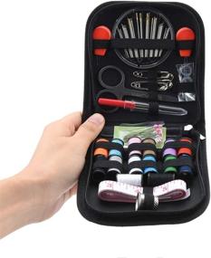 img 2 attached to Sewing KIT, DIY Sewing Supplies with Sewing Accessories - Portable Mini Sewing Kit for Beginners, Travelers, and Emergency Clothing Fixes with Premium Black Carrying Case (Black)